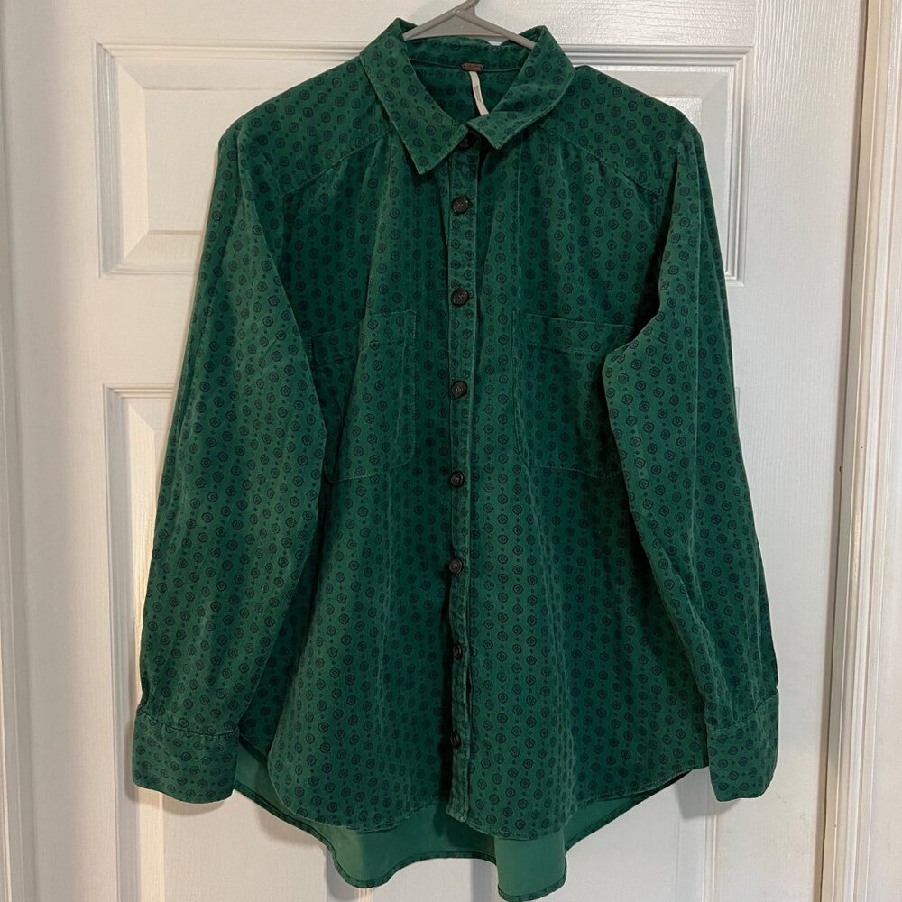 Free People Green Corduroy Button-down, sz M